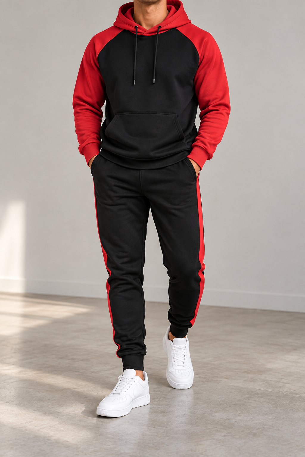 Chándal Bicolor Raglán Hombre Rojo - vista frontal