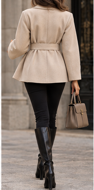 Gabardina beige trasera fondo real