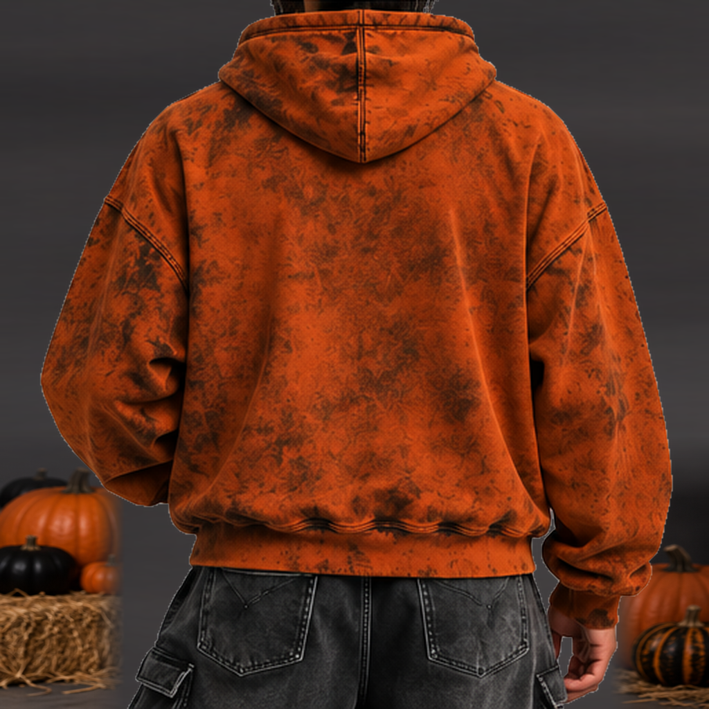 Sudadera Halloween Jack Hombre - Naranja oscuro gastado - vista trasera