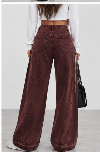 Jeans burdeos trasera