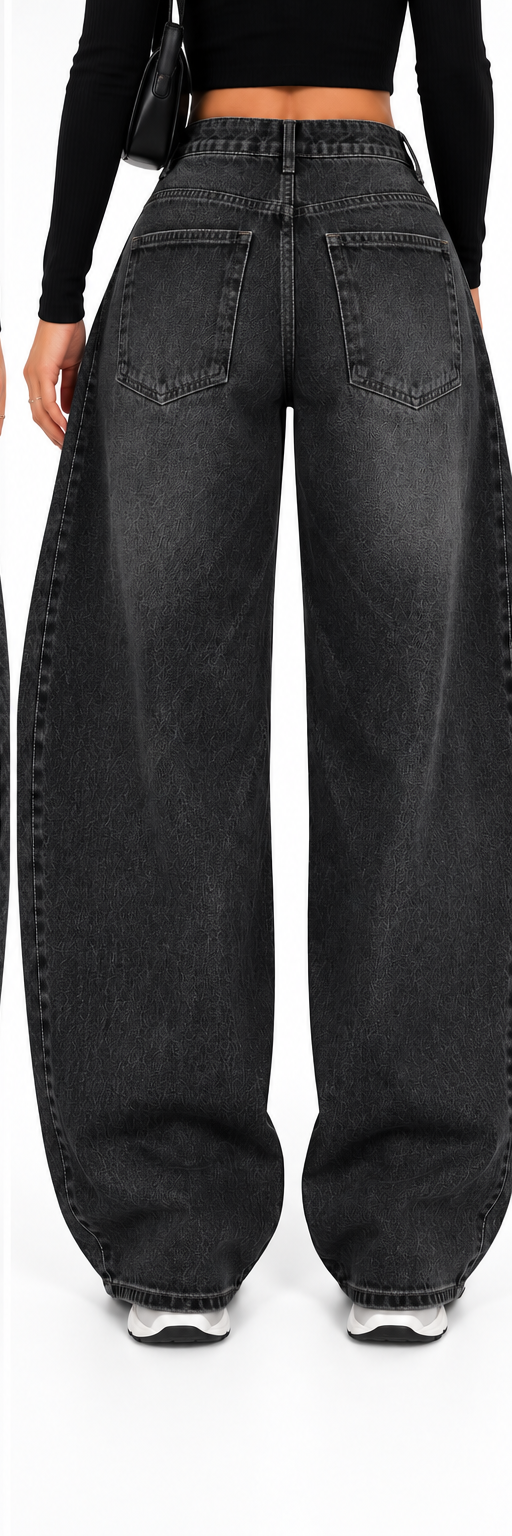Jeans Silueta Barril negro desgastado - trasera