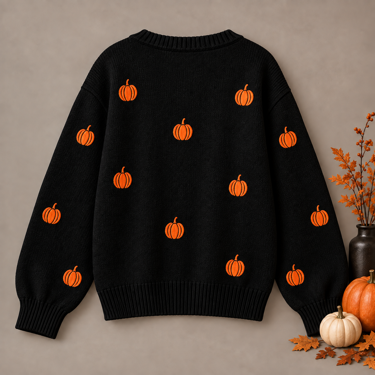 Jersey negro de calabazas Halloween, trasera