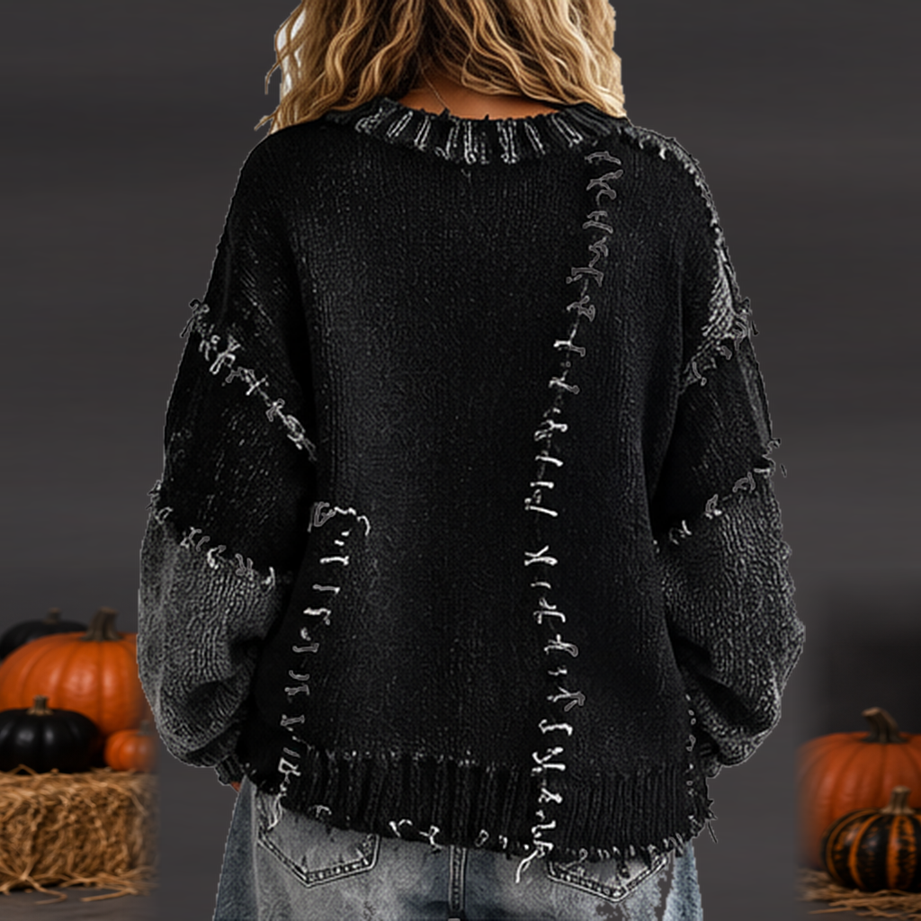 Jersey Oversize Desgastado Halloween Negro trasera