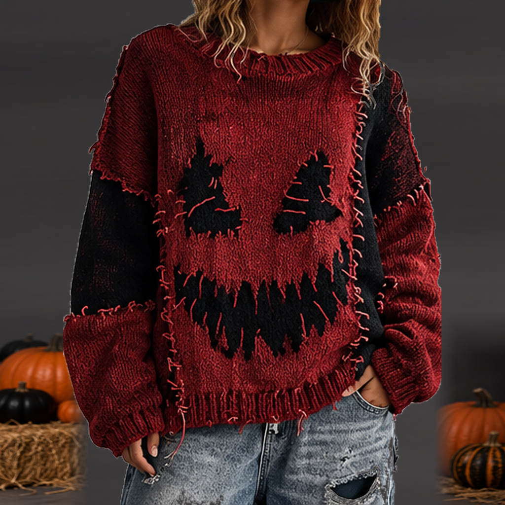 Jersey Oversize Desgastado Halloween Color sangre frontal