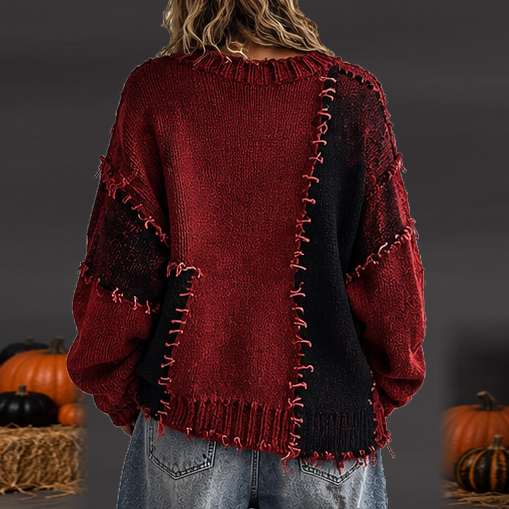 Jersey Oversize Desgastado Halloween Color sangre trasera