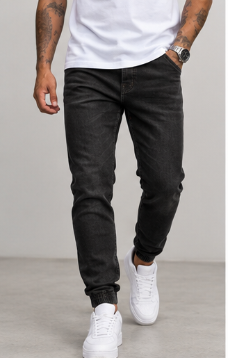 Pantalón jogger hombre negro frontal