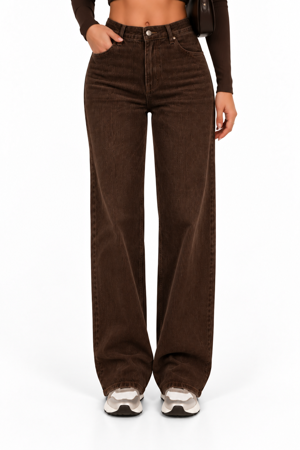 Pantalón de pana clásico modernizado marrón - vista frontal