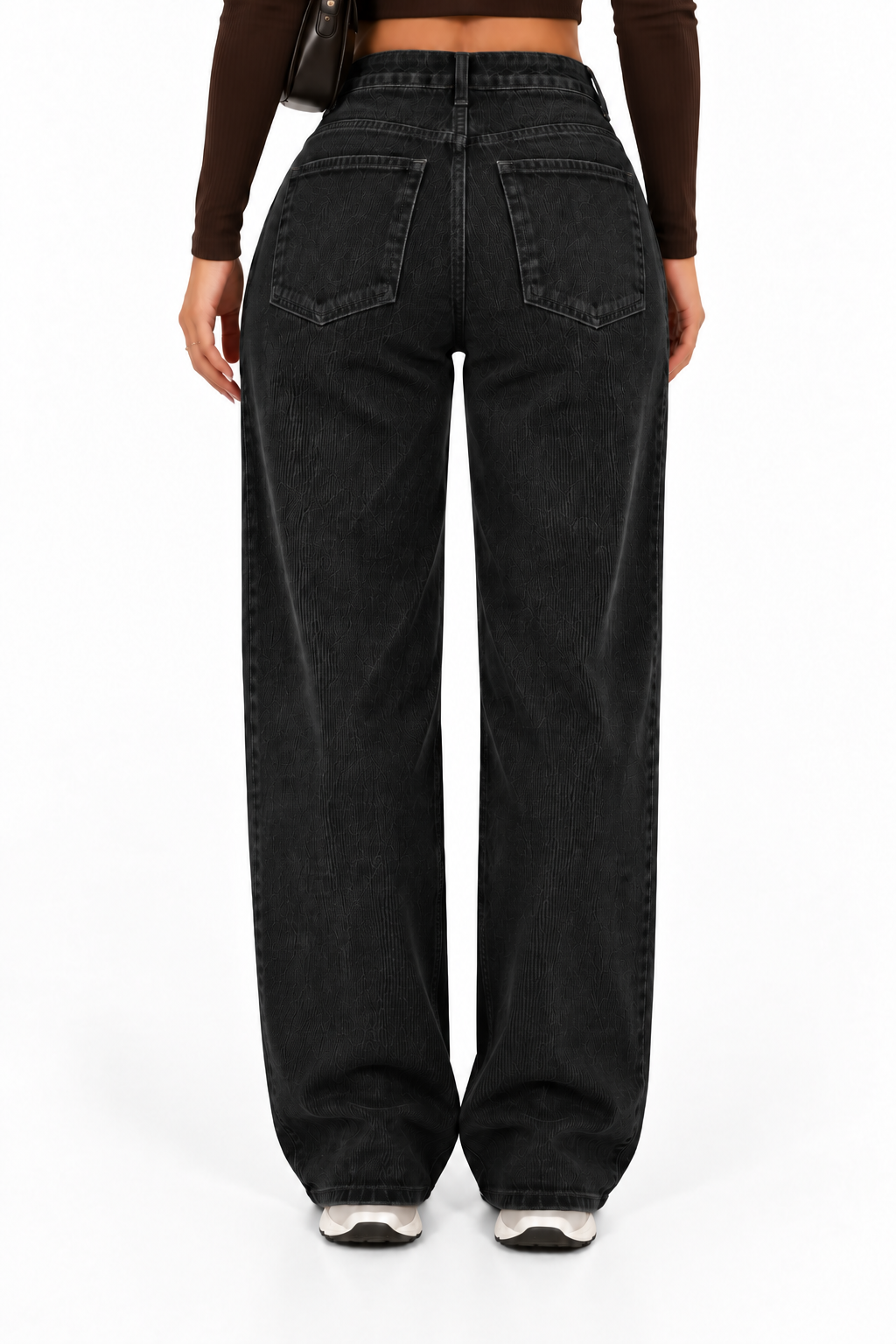 Pantalón de pana negro - vista trasera