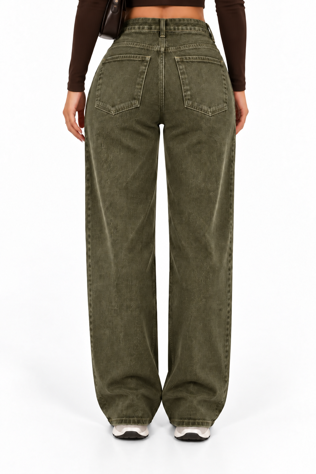 Pantalón de pana verde khaki - vista trasera