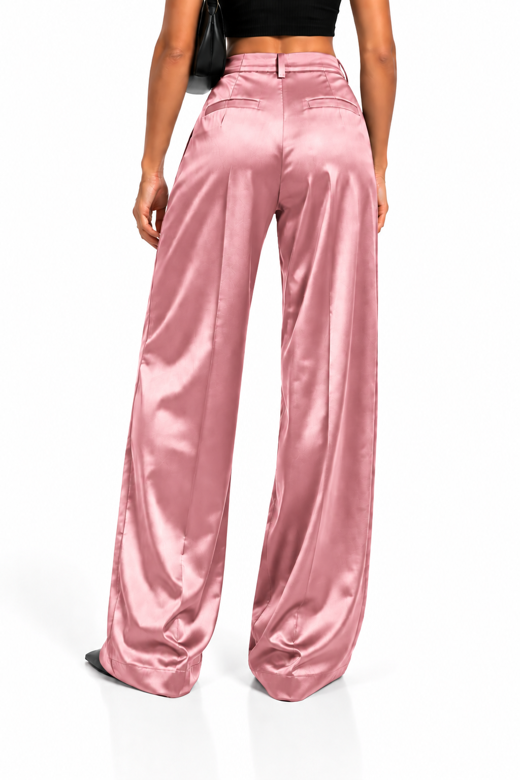 Pantalón satinado rosa de mujer, vista trasera