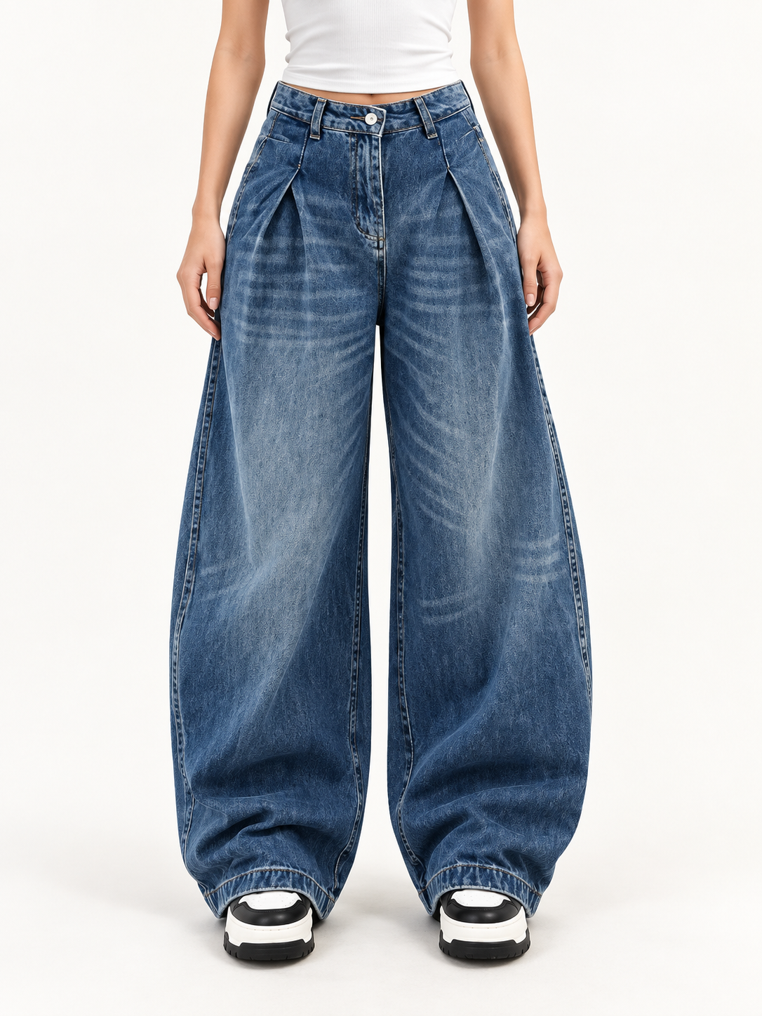 Pantalón vaquero extra ancho azul - frontal
