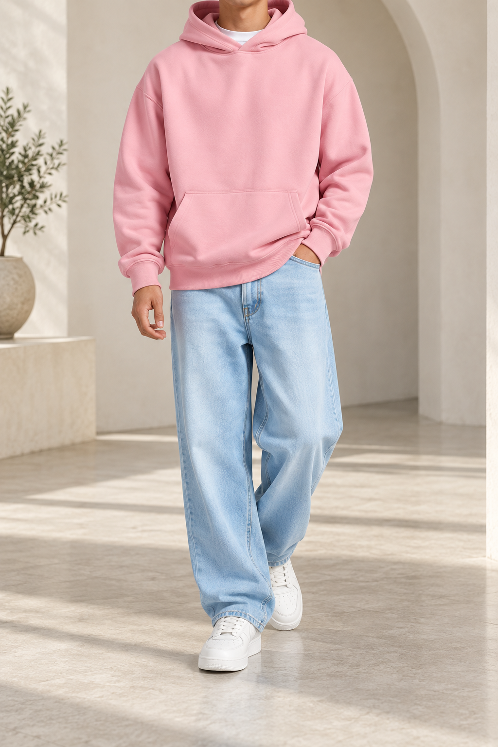 Sudadera rosa pastel frontal