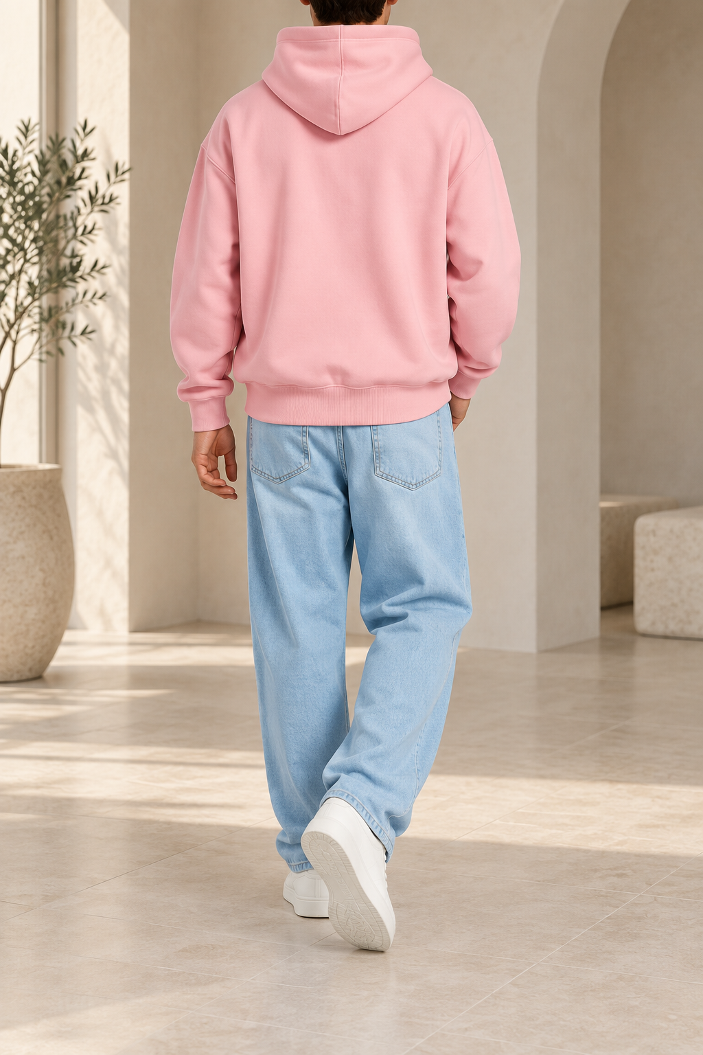 Sudadera rosa pastel trasera