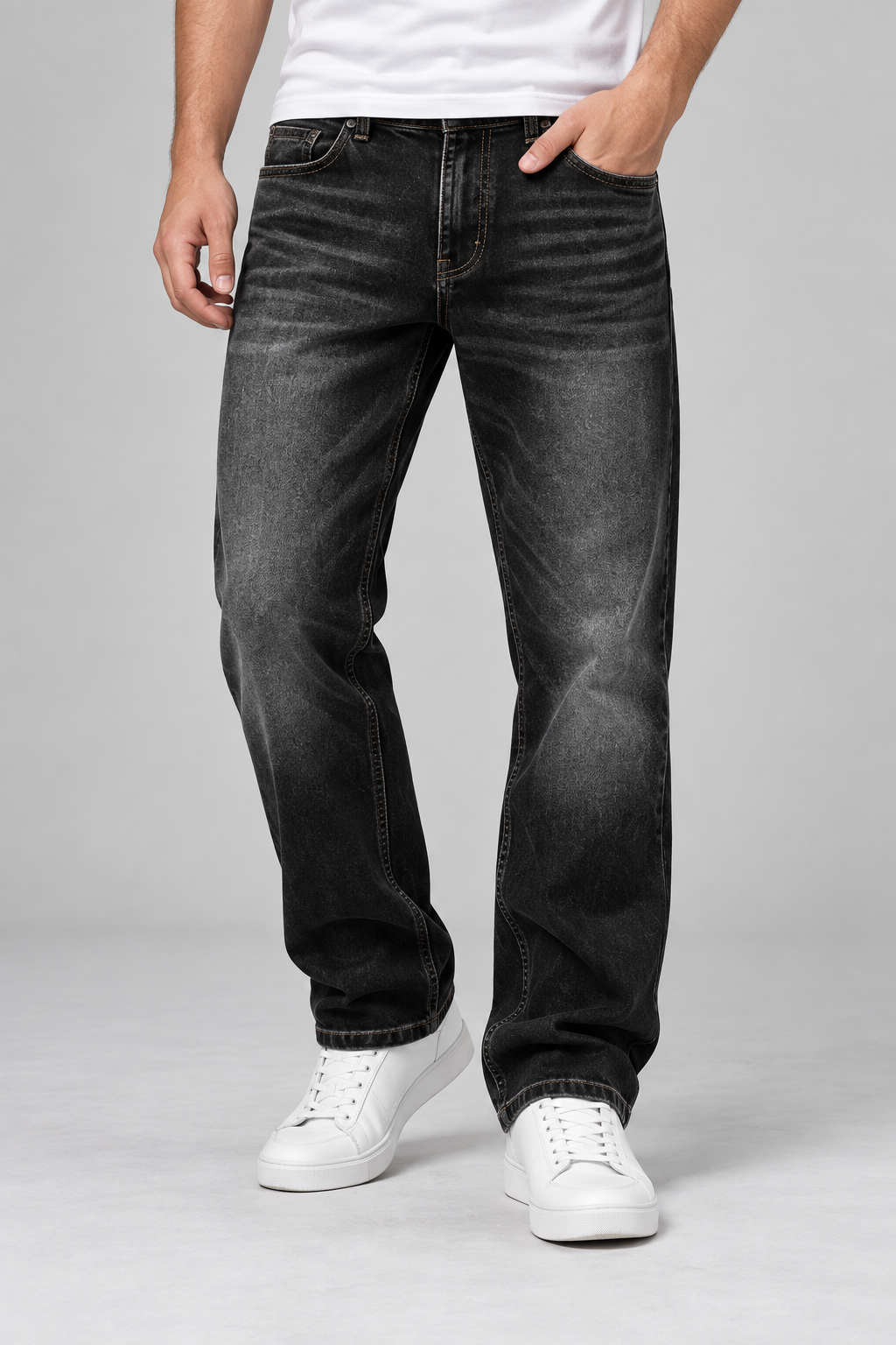 Vaquero Hombre Desgastado Negro desgastado, vista frontal