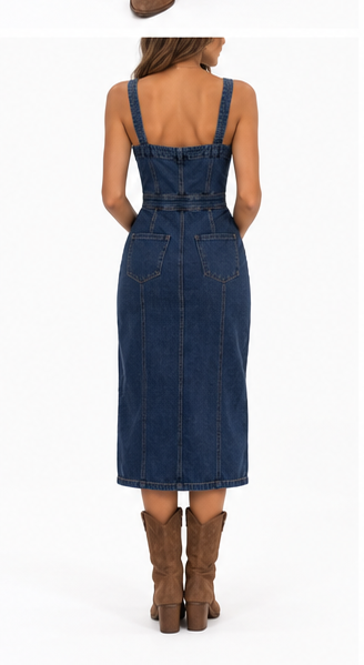 Vestido Vaquero Midi azul oscuro - trasera