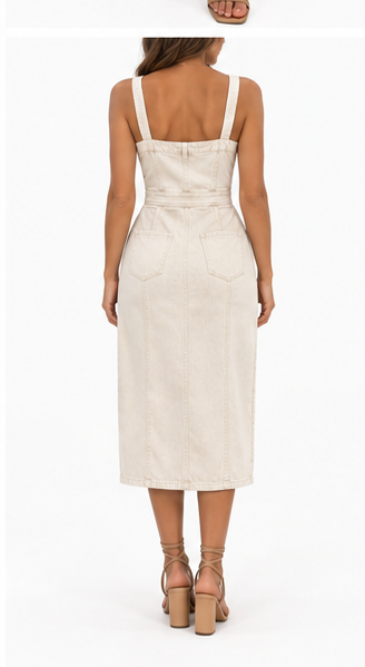 Vestido Vaquero Midi beige - trasera